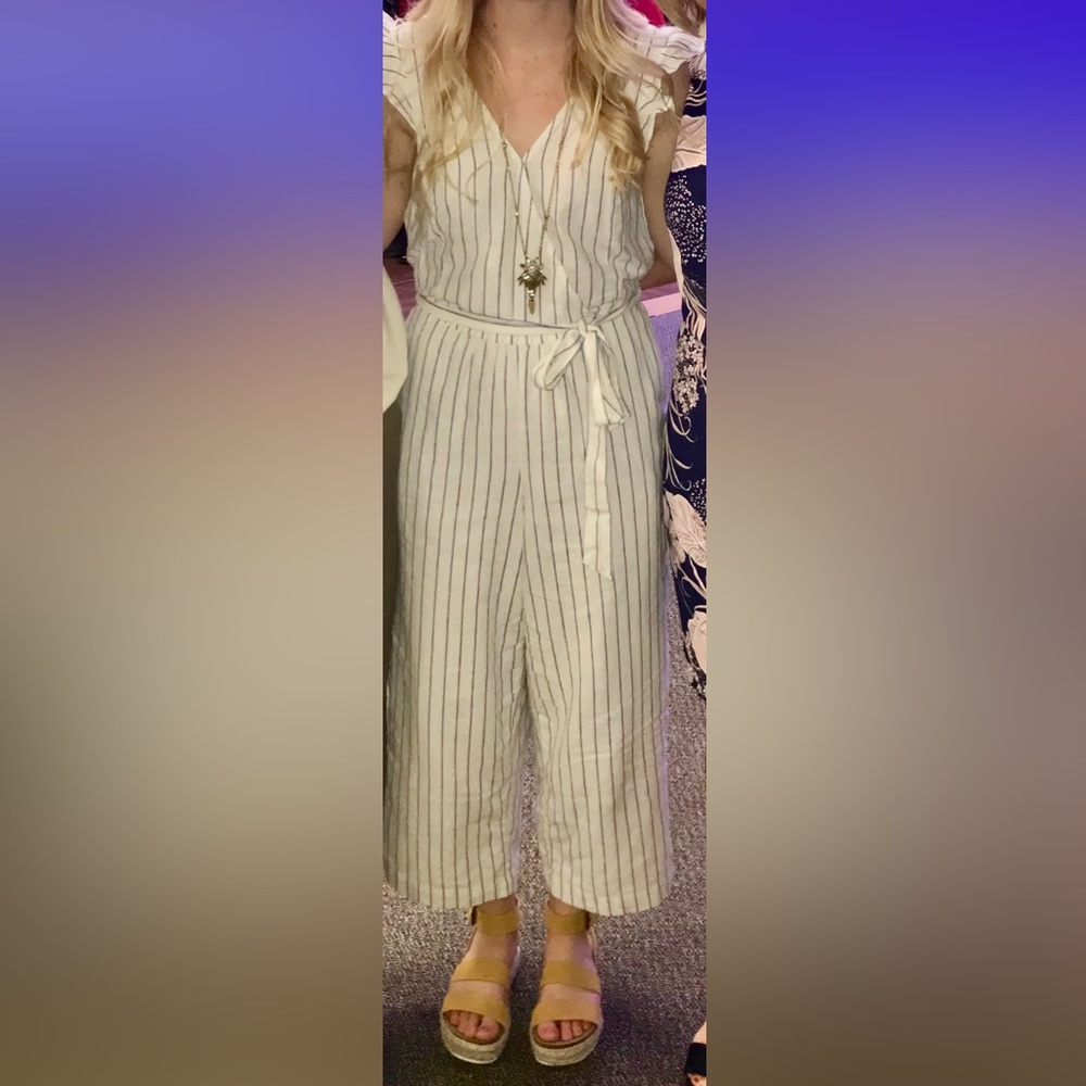 Old Navy Linen-Blend Pinstripe Jumpsuit